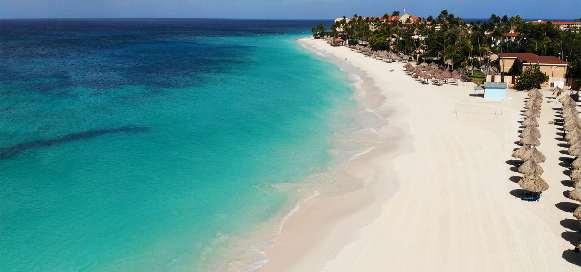 Scenic turquoise coastline and beach in Aruba