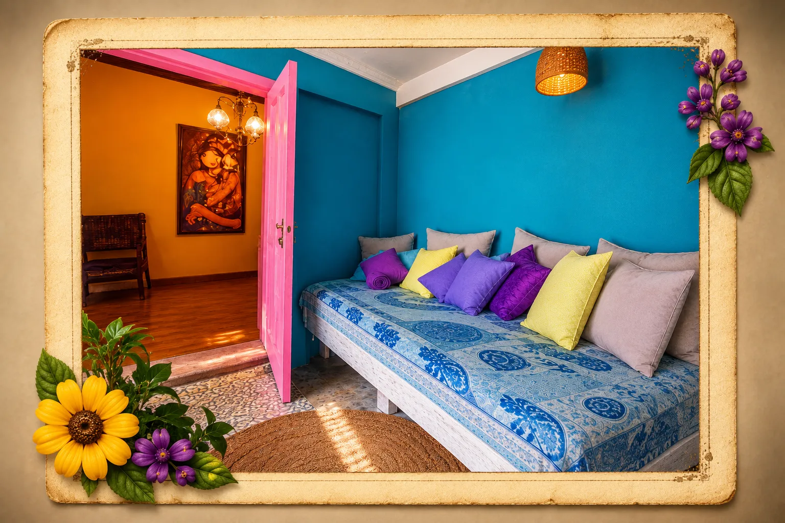 Warm and welcoming Family Room at Mammaloe’s Aruba for families or small groups